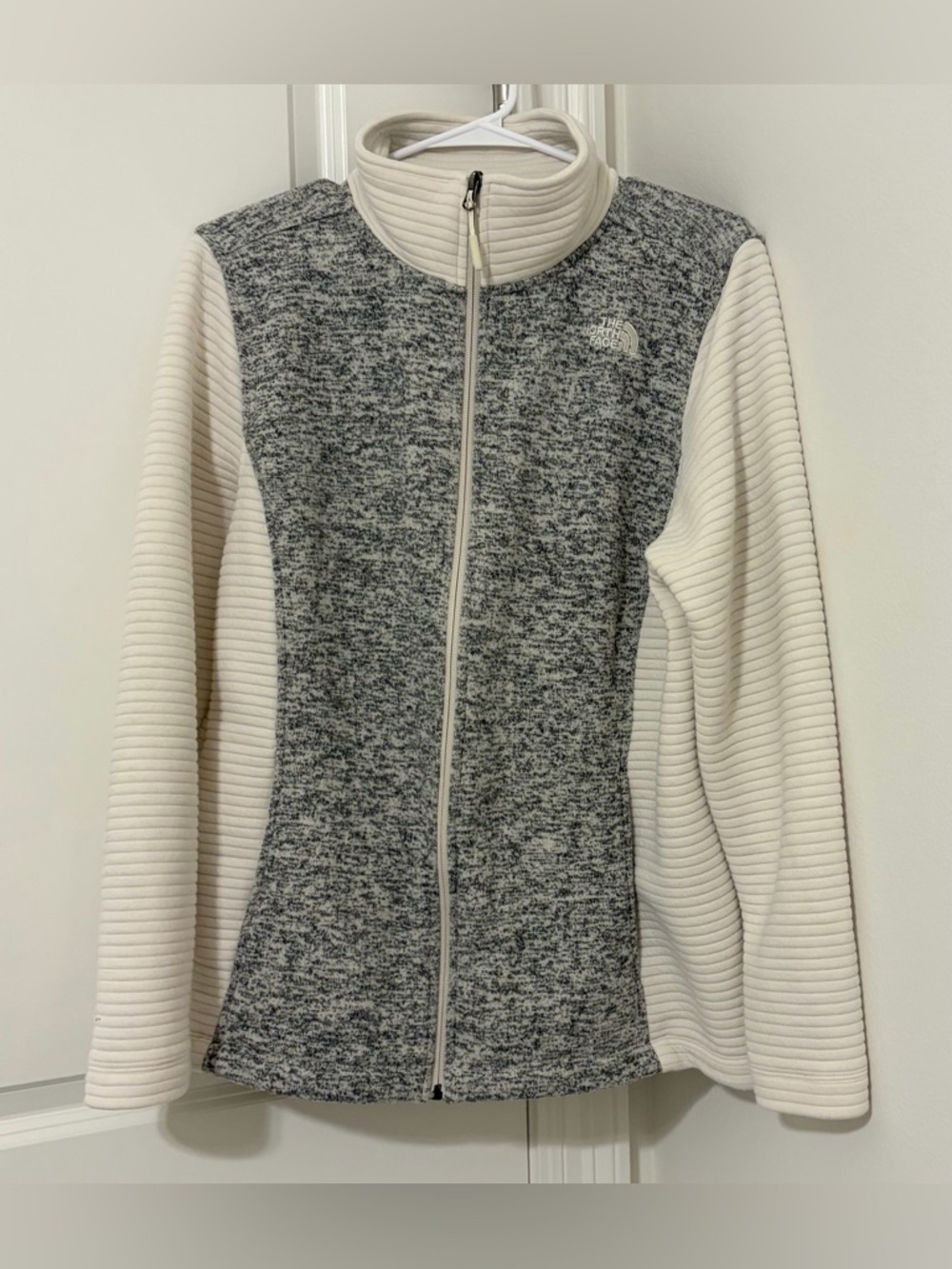 The North Face Women's Indi Full-Zip Fleece Jacket Women’s Sz XL Cream & Black